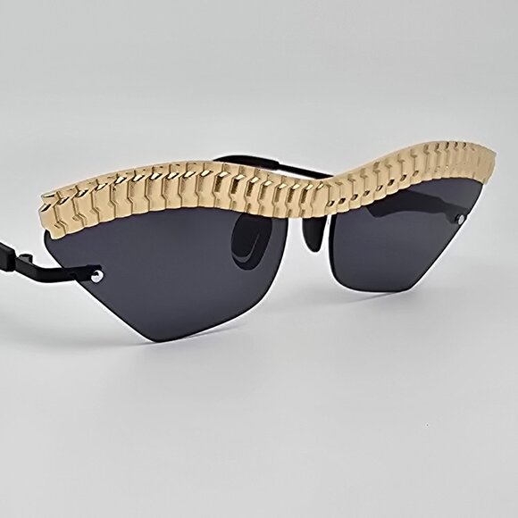 Christian Cowan Le Specs Watch Out Gold Black Frame Black Lens Sunglasses w Case main image 16